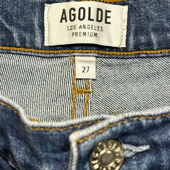 Agolde Nico High Rise Straight Womens Jeans Blue  27 Button Fly Cropped 26" - Picture 5 of 11